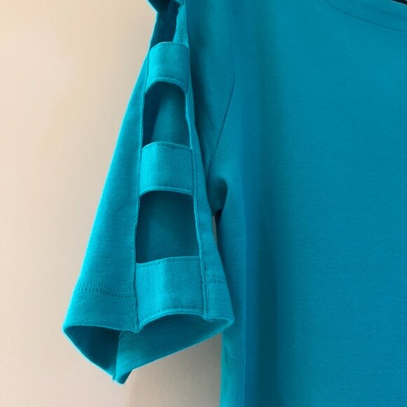 Turquoise Cotton Tee Size Petite Small - Picture 3 of 9